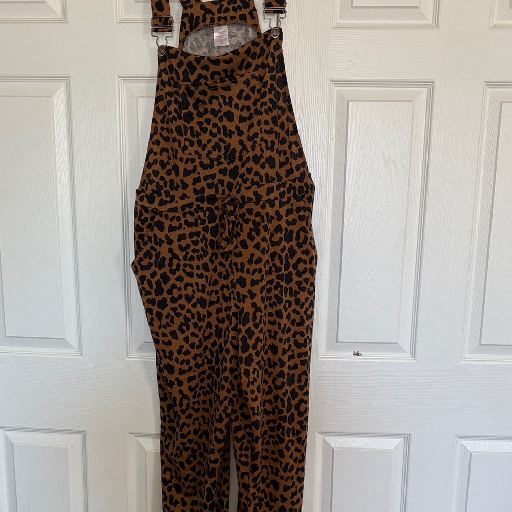 No Boundaries Brown Leopard Print Jumpsuit